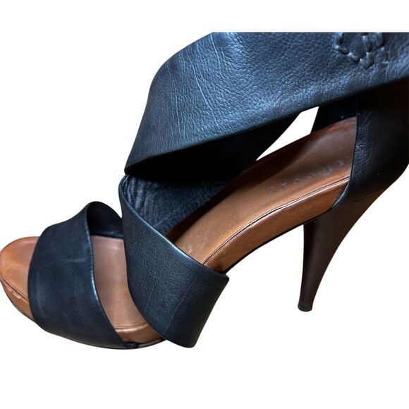 Theory Leather Strappy High Heels Black Size 39.5 - Picture 10 of 12